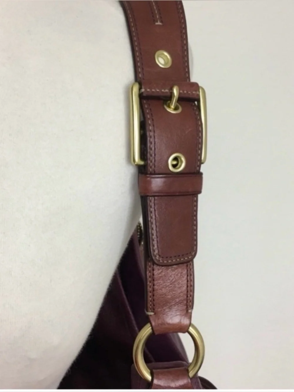 Vintage Womens Y2K Coach Plum Large Hampton Pebble Leather Hobo Bag Rare Classic